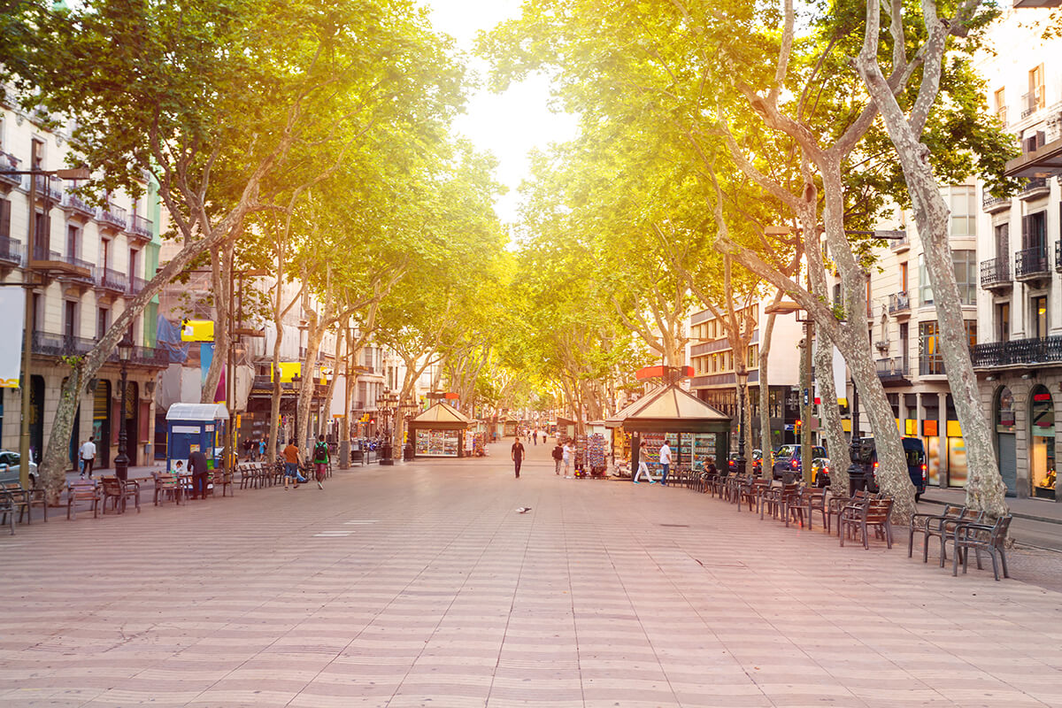 Barri Gotic’ten çıktık, bir süre yürüdük ve La Rambla’dayız! La Rambla, Barselona’nın en önemli caddesi
